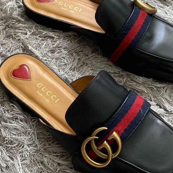 Gucci flats leather black slides mules - Picture 3 of 5